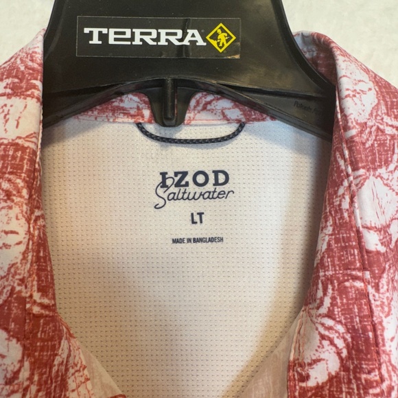 IZOD Saltwater Shirt Mens Size Large Tall Red All over Crab Print Short Sleeve - Picture 2 of 9